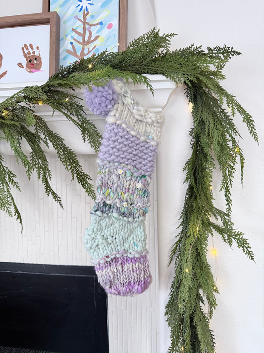 Heirloom Knit Christmas Stocking | Ready to Ship Luxury Handmade Stocking – Crystal