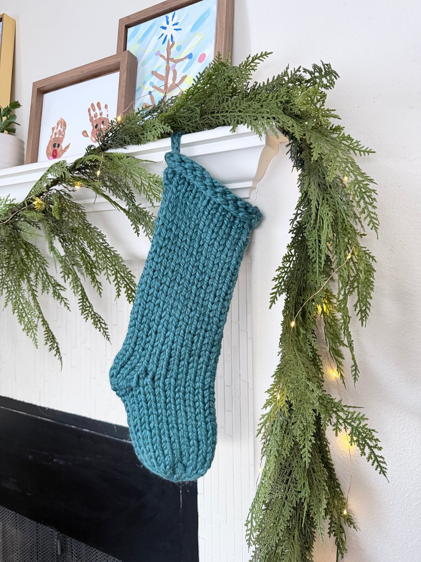 Heirloom Knit Christmas Stocking | Ready to Ship Luxury Handmade Stocking – Teal