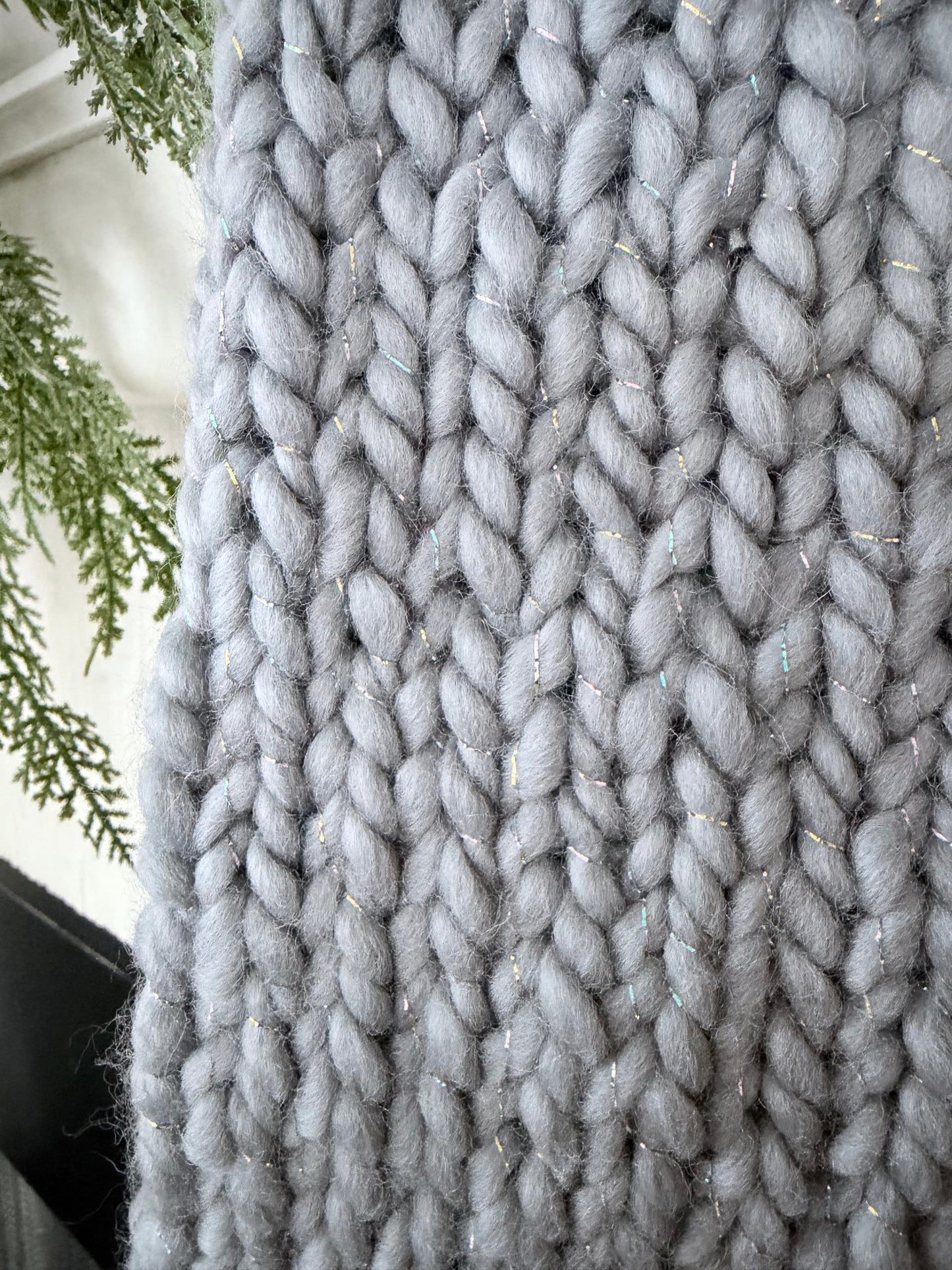 Heirloom Knit Christmas Stocking | Ready to Ship Luxury Handmade Stocking – Grey Sparkle