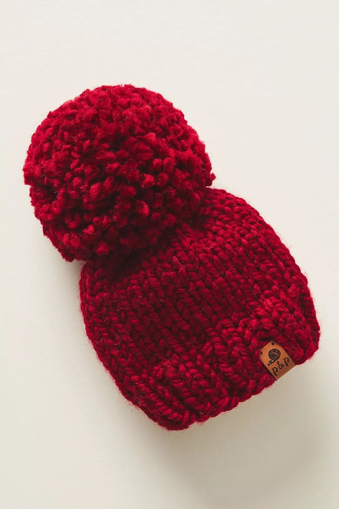 Hand Knit Beanie – Classic Christmas Red | Pine & Poppy