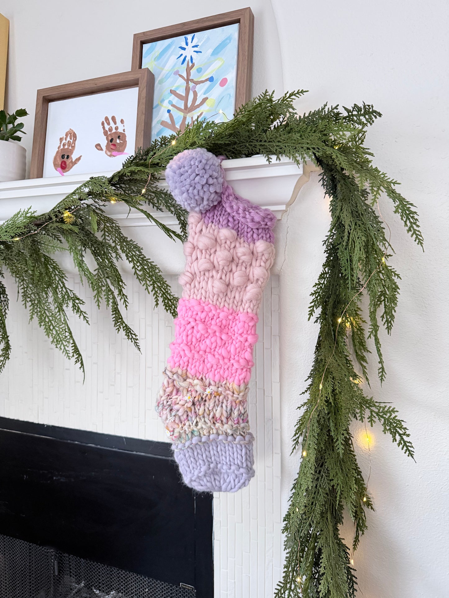 Heirloom Knit Christmas Stocking | Ready to Ship Luxury Handmade Stocking – Candy Pink