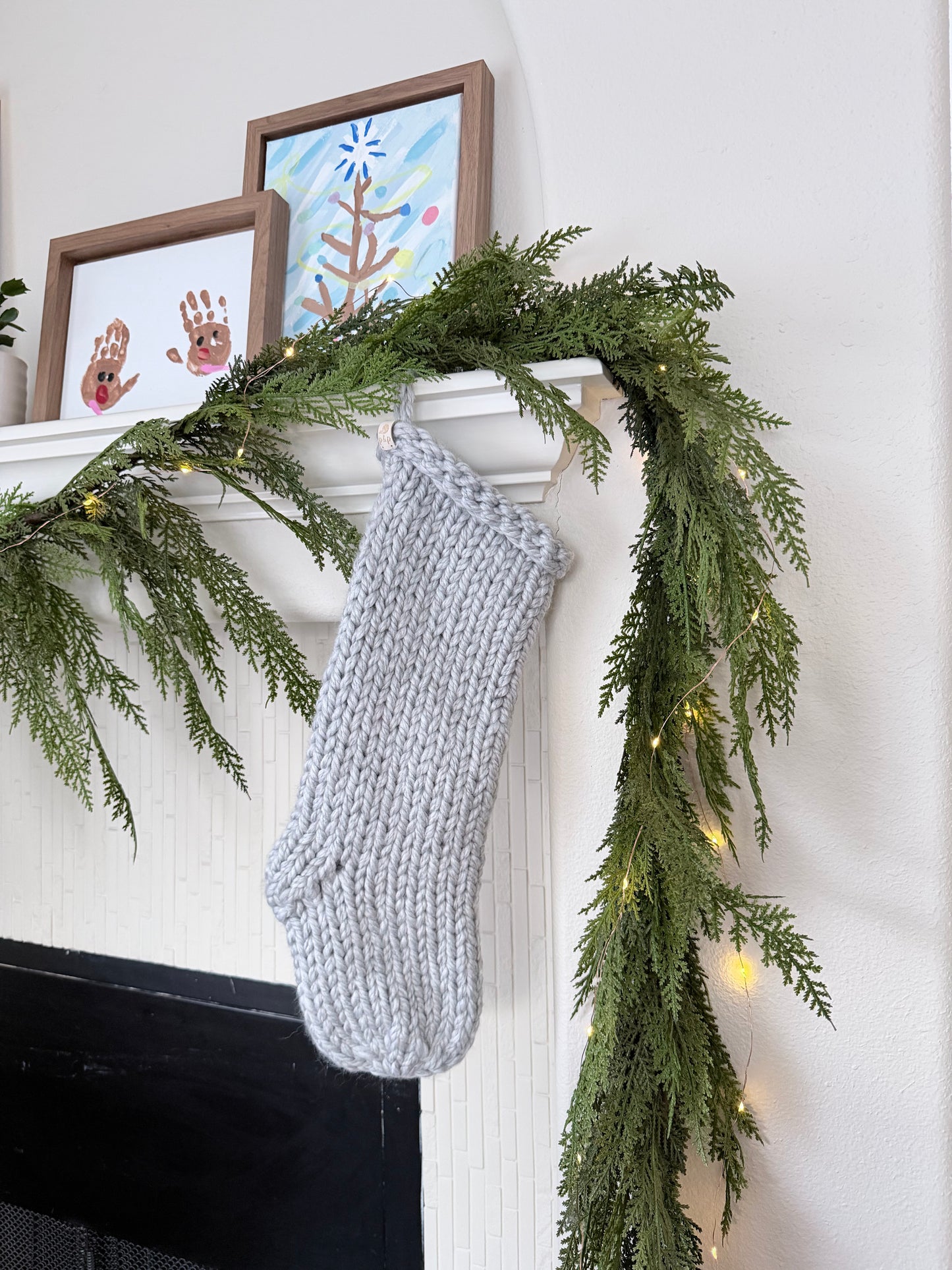 Heirloom Knit Christmas Stocking | Ready to Ship Luxury Handmade Stocking – Grey