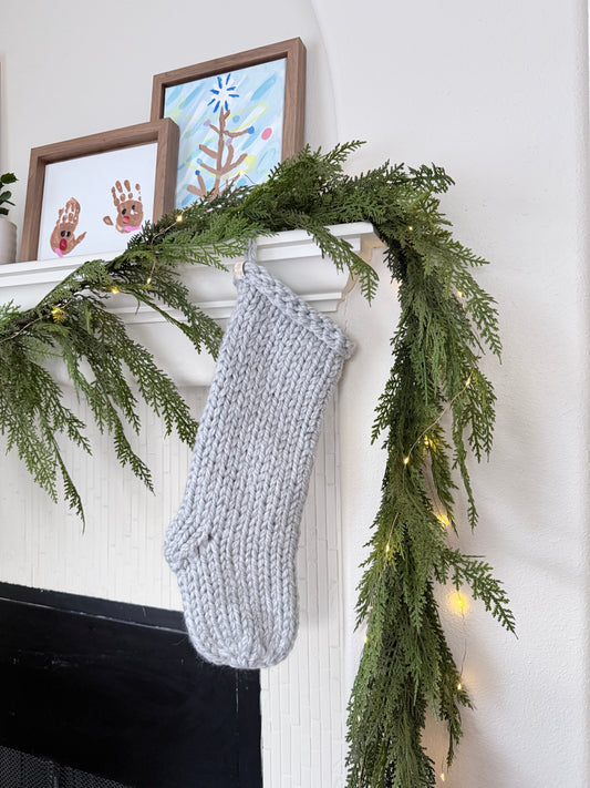 Heirloom Knit Christmas Stocking | Ready to Ship Luxury Handmade Stocking – Grey
