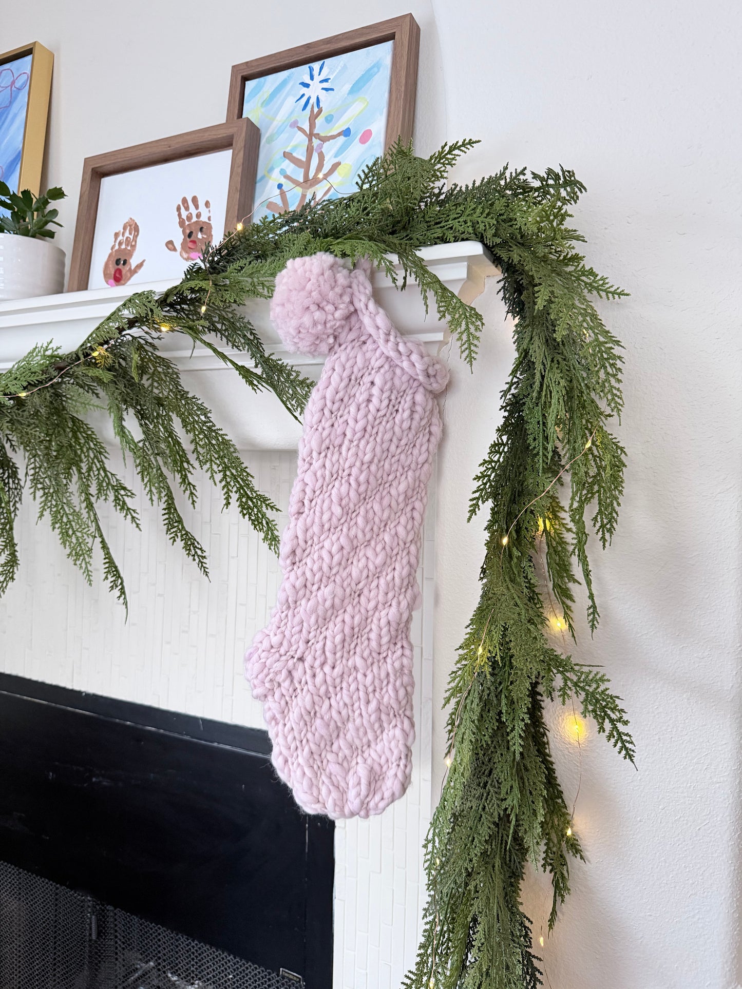 Heirloom Knit Christmas Stocking | Ready to Ship Luxury Handmade Stocking – Alpenglow Pink