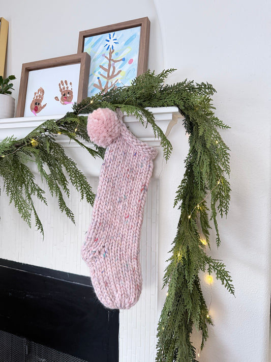 Heirloom Knit Christmas Stocking | Ready to Ship Luxury Handmade Stocking – Birthday Cake
