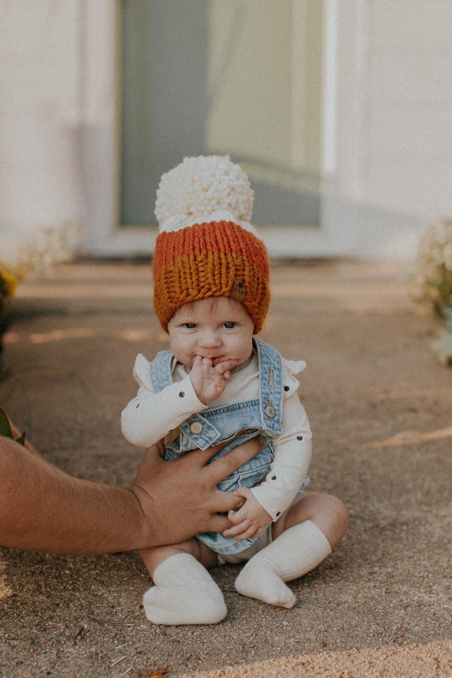 Hand Knit Beanie – Candy Corn | Pine & Poppy