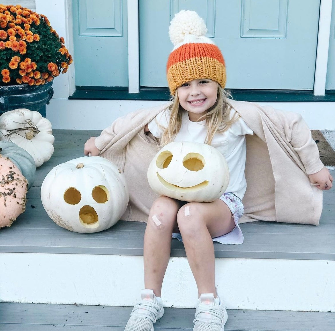 Hand Knit Beanie – Candy Corn | Pine & Poppy