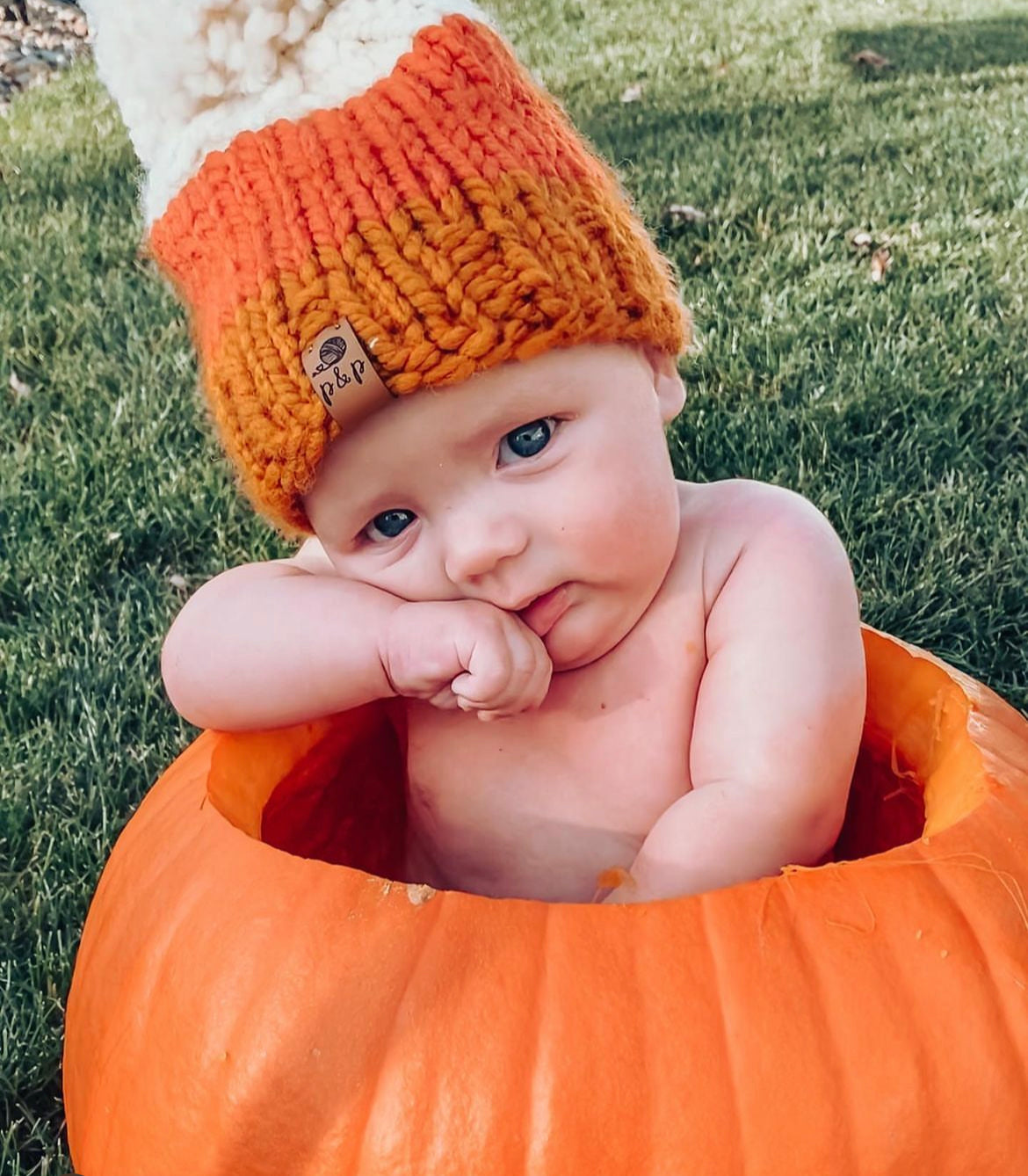 Hand Knit Beanie – Candy Corn | Pine & Poppy
